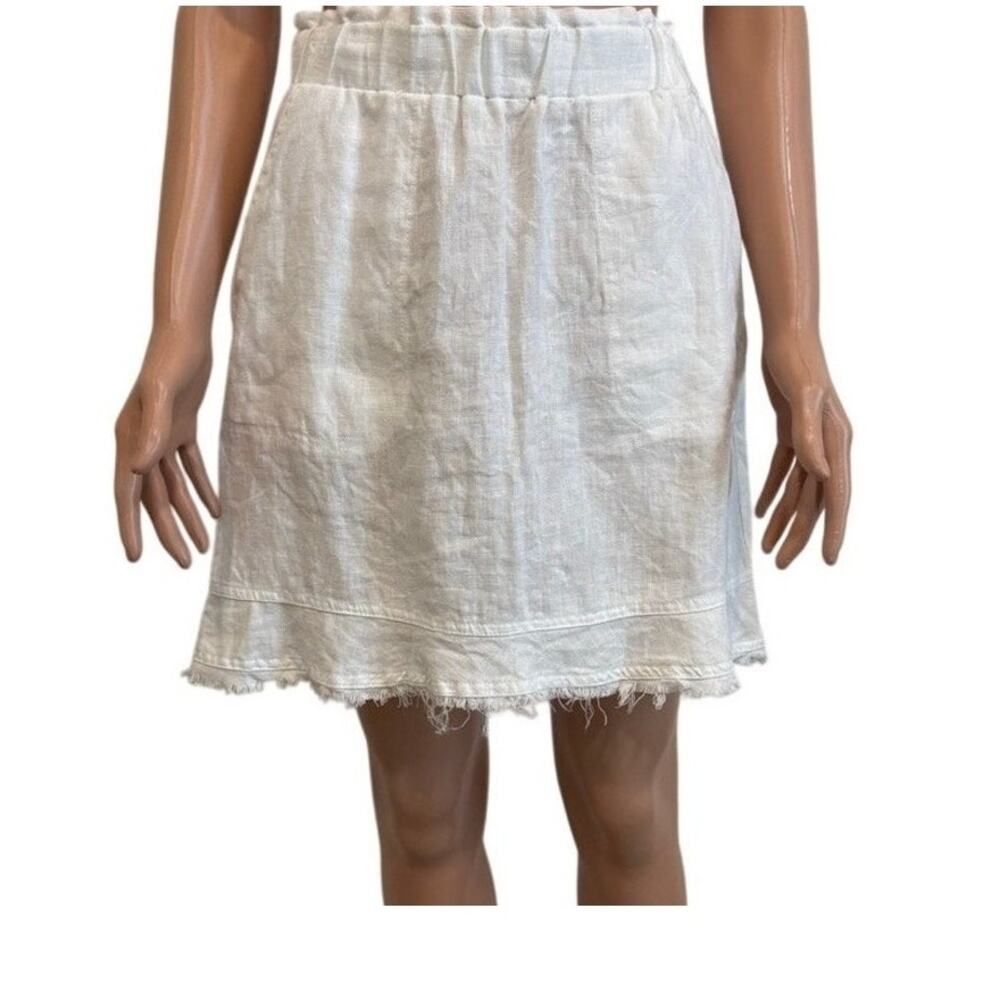 ForCynthia small raw hem linen pull on skirt pockets SK 3012
